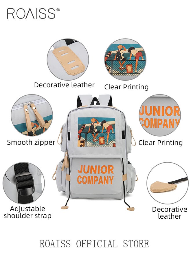 Leisure Large Capacity Graffiti Print Backpack Multi Pocket Design Travel Campus Trend Backpack Adjustable Shoulder Strap Versatile Student Computer Backpack