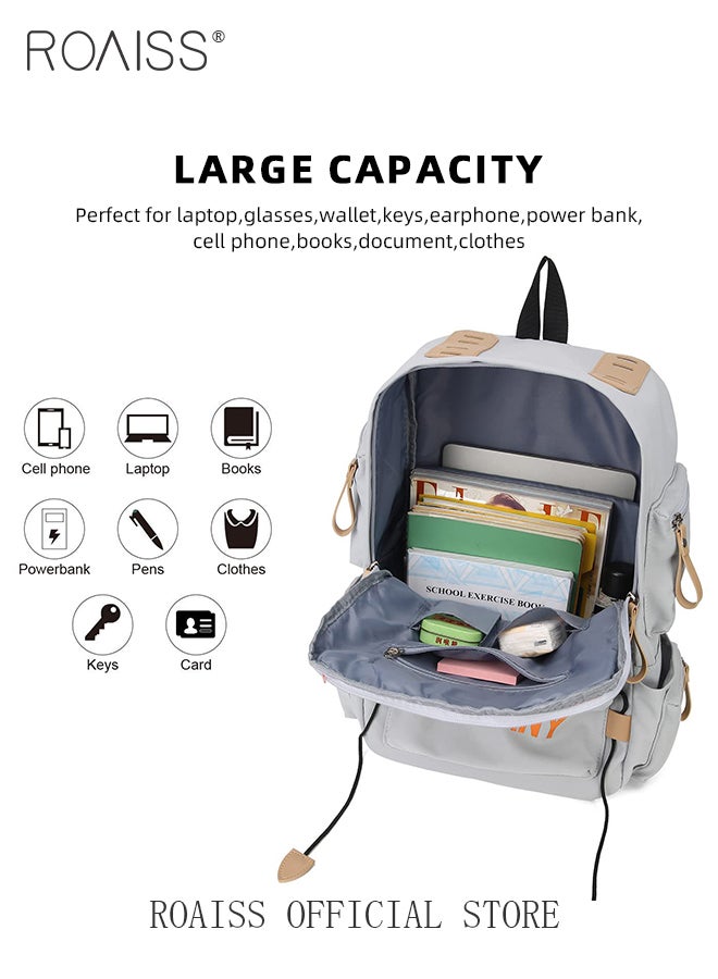Leisure Large Capacity Graffiti Print Backpack Multi Pocket Design Travel Campus Trend Backpack Adjustable Shoulder Strap Versatile Student Computer Backpack
