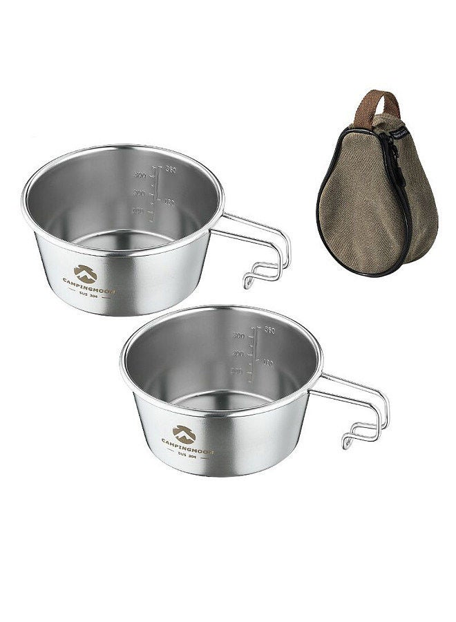 Outdoor Stainless Steel 450ml Sierra Bowl Picnic Tableware Portable Barbecue Hiking Camping Cup Picnic Cookware With Storage Bag