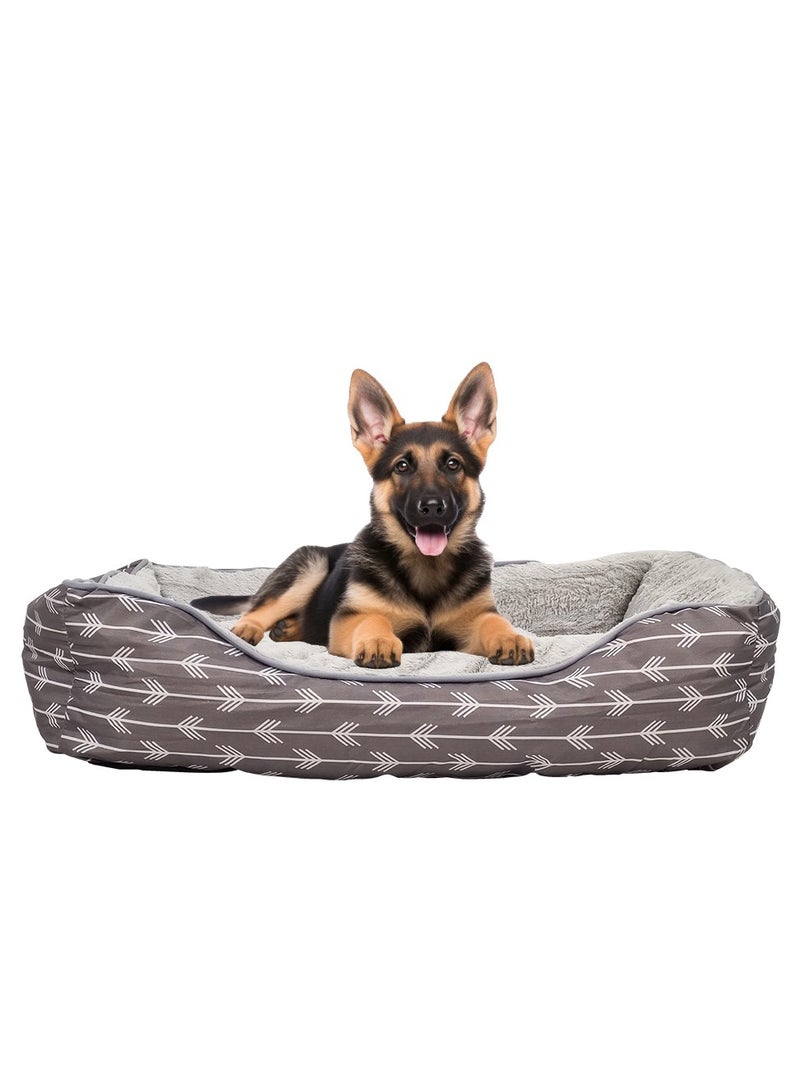 Dog bed for small and medium dogs with anti-slip bottom, Pet sofa soft calming dog bed suitable for indoor pets, Machine washable dog sofa, Orthopedic pet bed 80 cm (Grey)