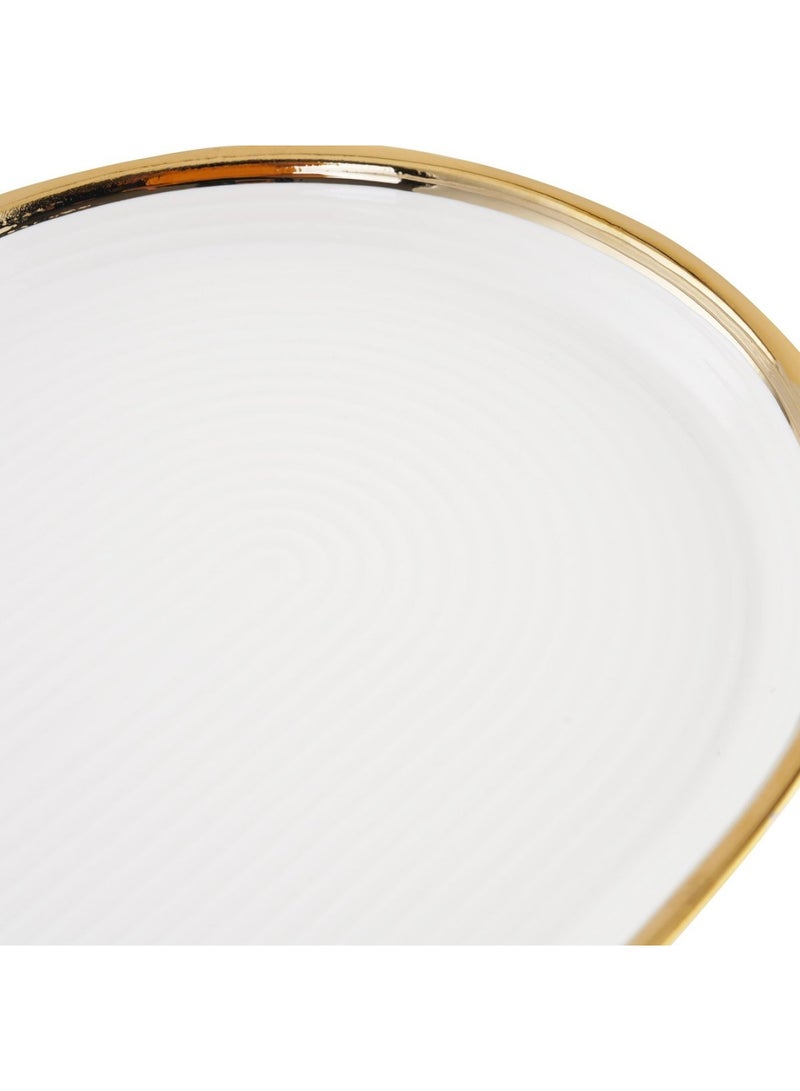 Paco Oval Serving Platter With Bamboo Base 33.5x21x2cm - White