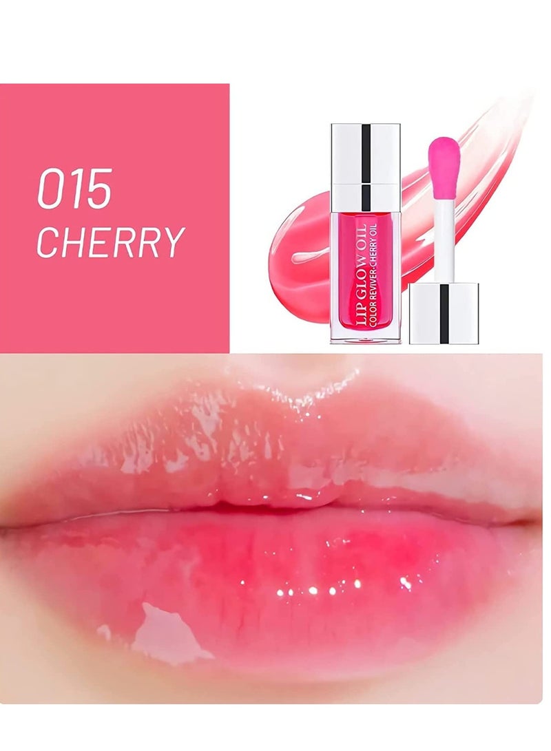 Lip Oil Hydrating Tinted Lip Balm Plump Lip Gloss Lip Care Transparent Toot Lip Oil Tinted Glass Lip Glow Oil Fresh Texture & Non-sticky Nourishing Repairing Lightening Lip Lines Lip Care (Cherry)