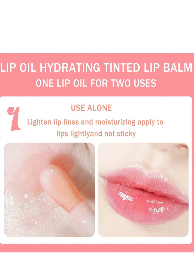Lip Oil Hydrating Tinted Lip Balm Plump Lip Gloss Lip Care Transparent Toot Lip Oil Tinted Glass Lip Glow Oil Fresh Texture & Non-sticky Nourishing Repairing Lightening Lip Lines Lip Care (Cherry)
