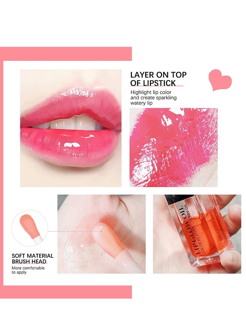 Lip Oil Hydrating Tinted Lip Balm Plump Lip Gloss Lip Care Transparent Toot Lip Oil Tinted Glass Lip Glow Oil Fresh Texture & Non-sticky Nourishing Repairing Lightening Lip Lines Lip Care (Cherry)