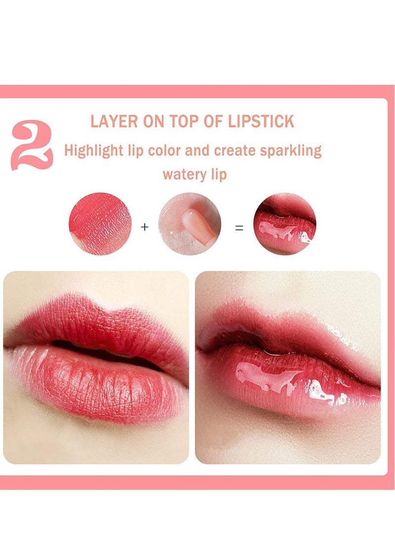 Lip Oil Hydrating Tinted Lip Balm Plump Lip Gloss Lip Care Transparent Toot Lip Oil Tinted Glass Lip Glow Oil Fresh Texture & Non-sticky Nourishing Repairing Lightening Lip Lines Lip Care (Cherry)