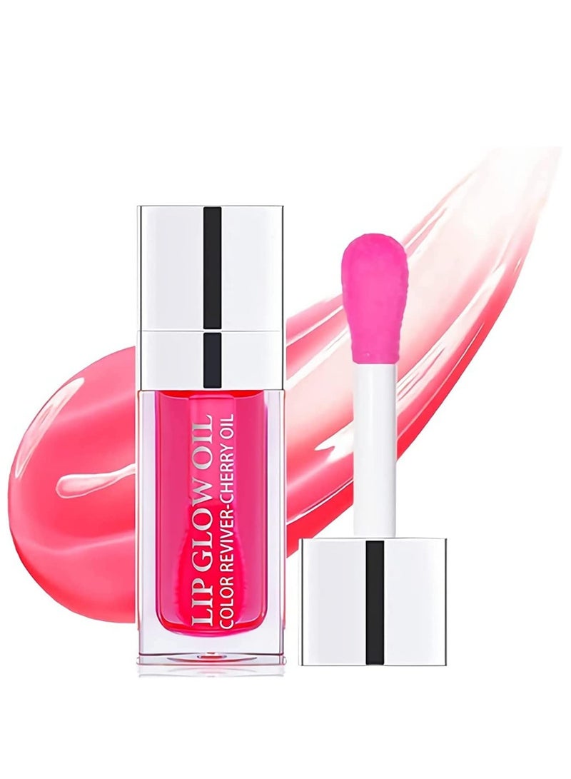Lip Oil Hydrating Tinted Lip Balm Plump Lip Gloss Lip Care Transparent Toot Lip Oil Tinted Glass Lip Glow Oil Fresh Texture & Non-sticky Nourishing Repairing Lightening Lip Lines Lip Care (Cherry)