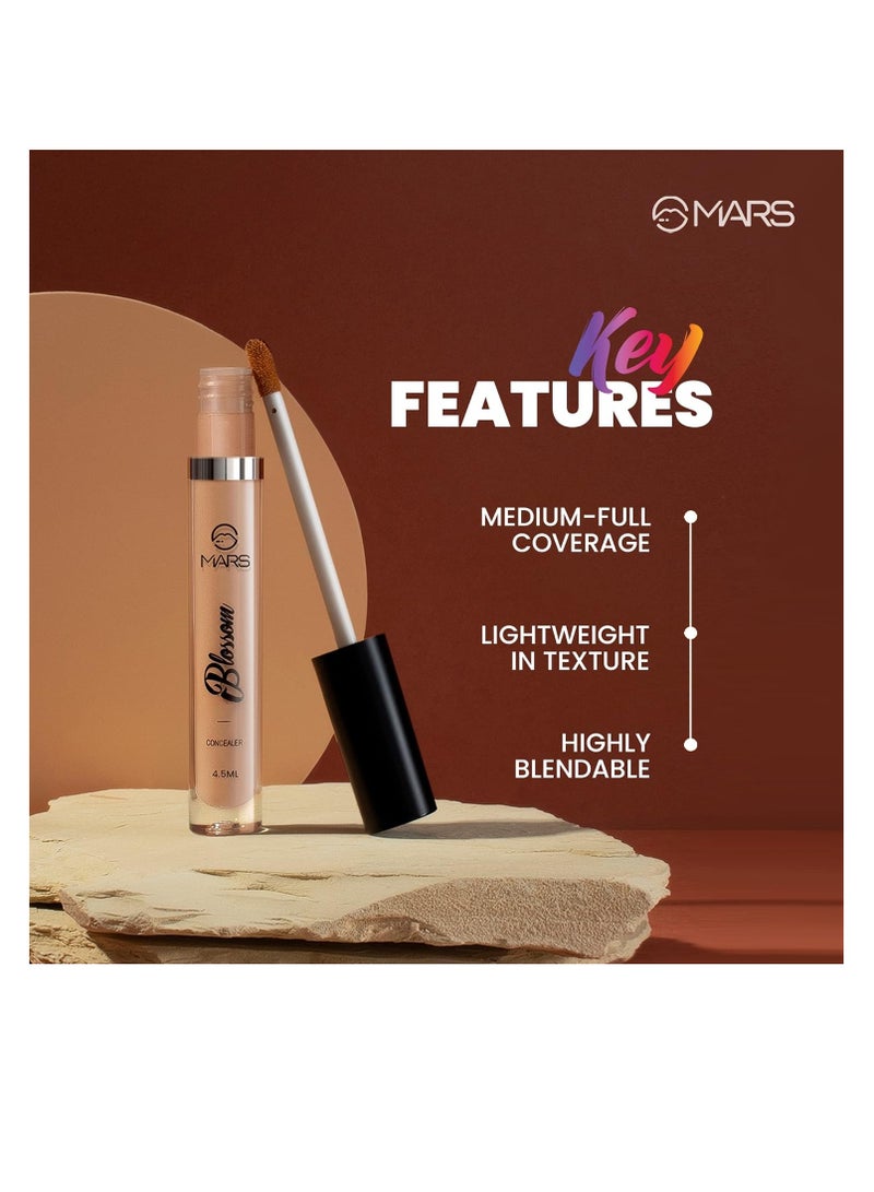 MARS Blossom liquid Concealer  Lightweight With Full Coverage   Highly Blendable Concealer for Face Makeup   Crease Resistant Formula  4.5 ml Bronze Tan