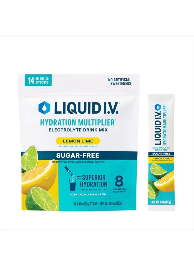 ® Hydration Multiplier® Sugar-Free - Lemon Lime - Hydration Powder Packets | Electrolyte Powder Drink Mix | Convenient Single-Serving Sticks | Non-GMO | 1 Pack (14 Servings)