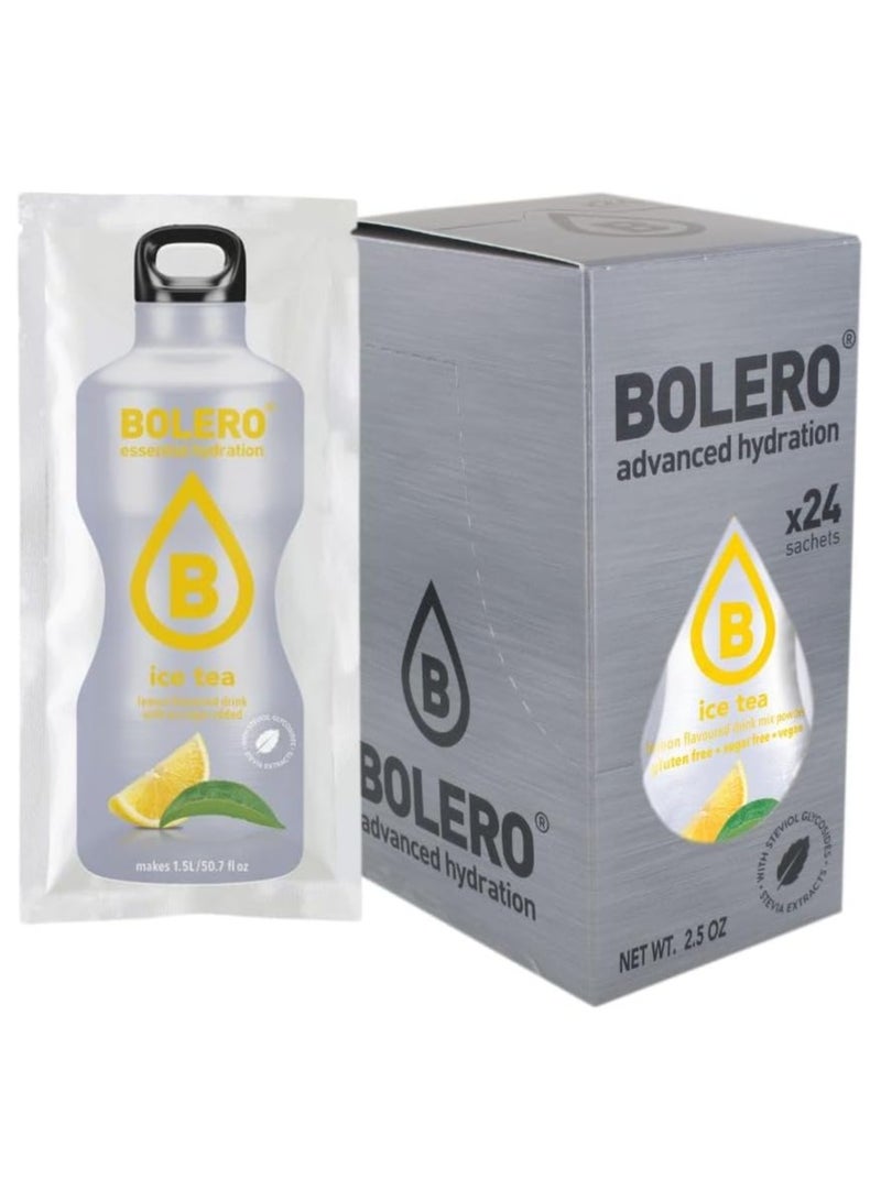 BOLERO ICE TEA Lemon Instant sugar-free drink, lemon tea flavor, 24 x 9 pack