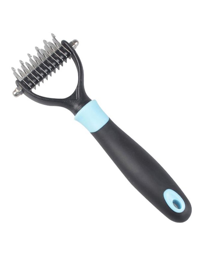 Pet Shedding Grooming Brush Tool With 2 Side Undercoat Rake Blue/Black 25.5x9.1x3cm