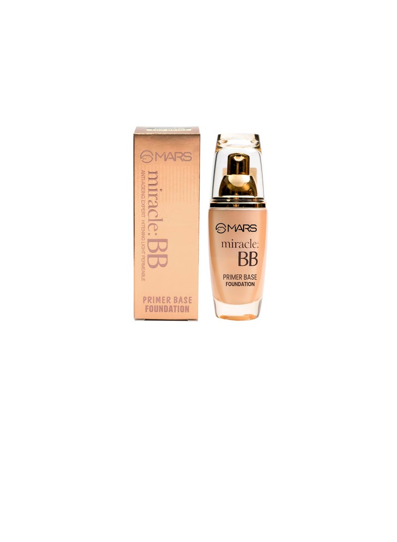 MARS Miracle BB Matte Full Coverage All Skin Type Foundation with Primer Base   Oil Control and Poreless   Long Lasting Liquid Foundation  60ml  06 NUDE BEIGE