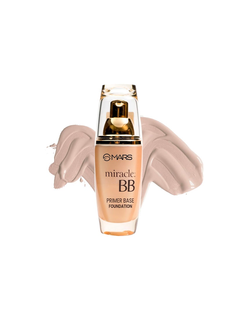 MARS Miracle BB Matte Full Coverage All Skin Type Foundation with Primer Base   Oil Control and Poreless   Long Lasting Liquid Foundation  60ml  06 NUDE BEIGE