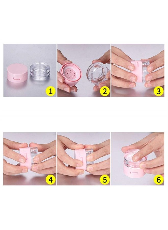 Capacity 3ml (0.1 oz) Leak-free Reusable Plastic Powder Box DIY Makeup Powder Box, Mini Portable Flip Lid Travel Powder Box with Mirror
