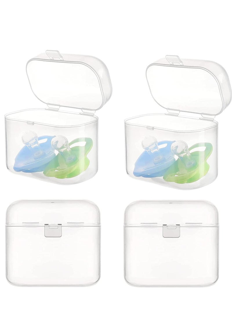 Clear Pacifier Case Universal Pacifier Holder 4Pcs Pacifier Holder Case Pacifier Storage Box Pacifier Holder Dustproof Storage for Home Travel Pacifier Snack Container Easy to Clean