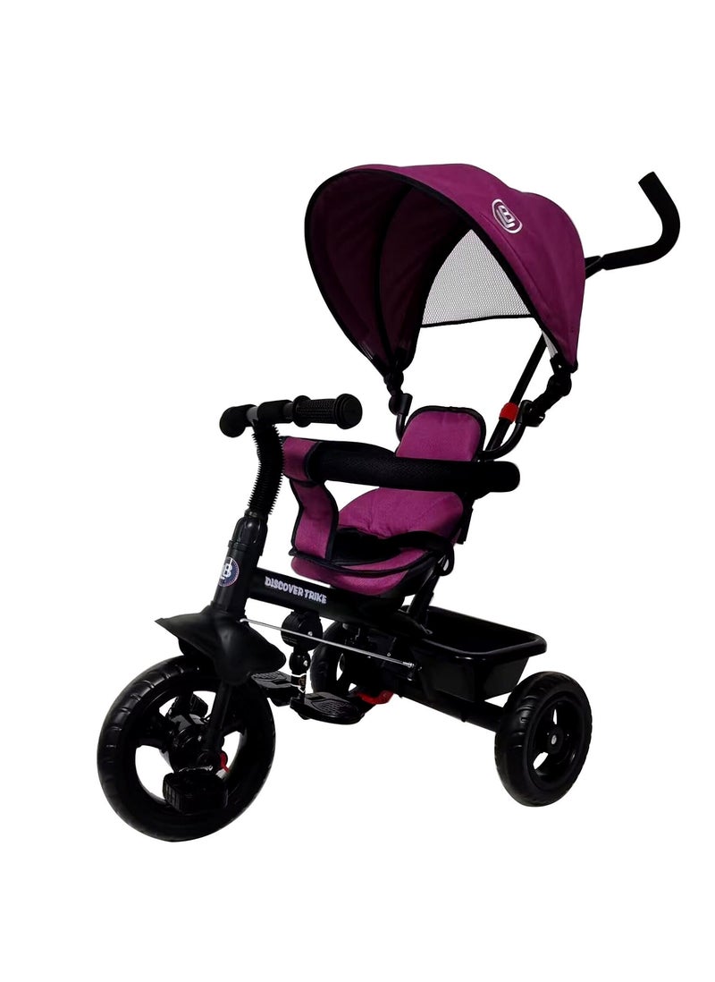 Lovely Baby LB 325HC Tricycle - Baby Push Trike - Kids First Bike - Pushchair with Sun Canopy - Parent Handle & Footrest - Purple
