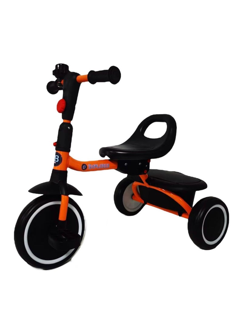 Lovely Baby Foldable Tricycle for Kids LB 266 - Trike - Baby Carrier - Rear Basket - Safe Toddler Riding Pedal Trike - Age 1-3 Years - Orange