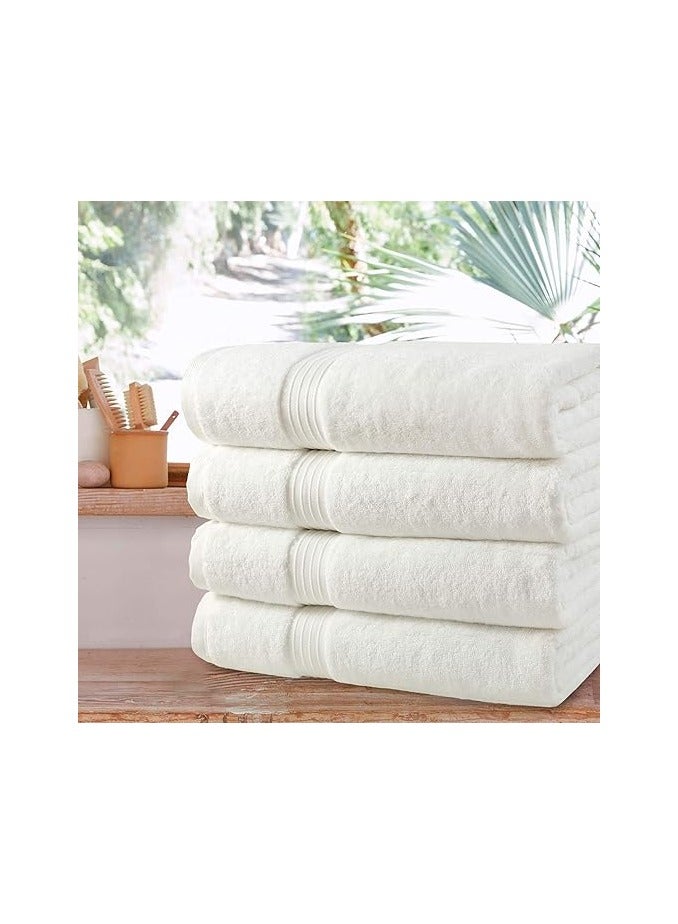 Comfy White Set Of 4- 70 X 140 Cm Highly Absorbent Combed Cotton Quick Dry Bath Towel Hotel Quality