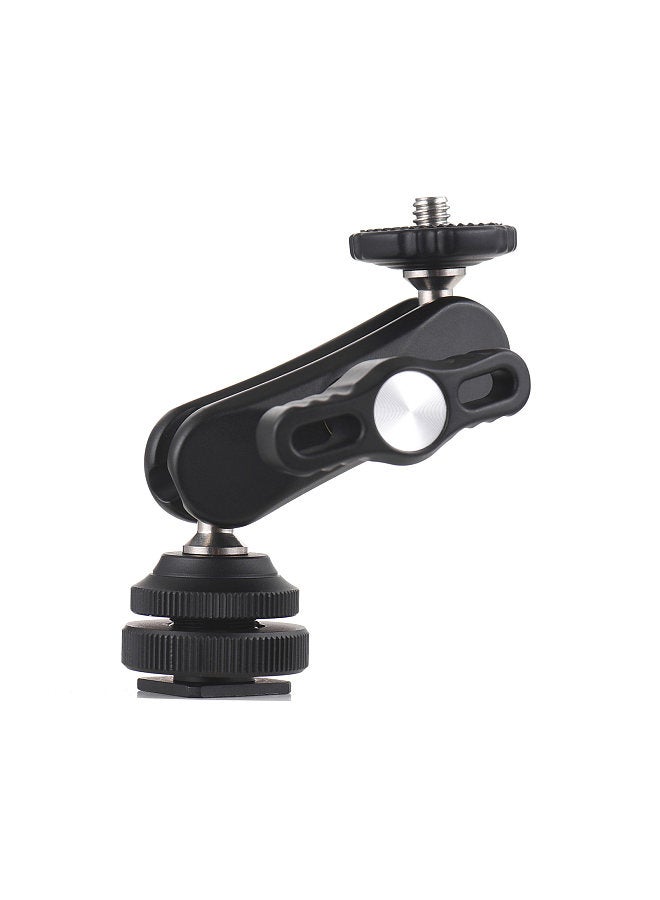 Mini Cool Ballhead Multi-Function Double Ball Dead Adapter with Cold Shoe Mount & 1/4 Inch Screw for DSLR Camera Camcorder Monitor LED Light Microphone