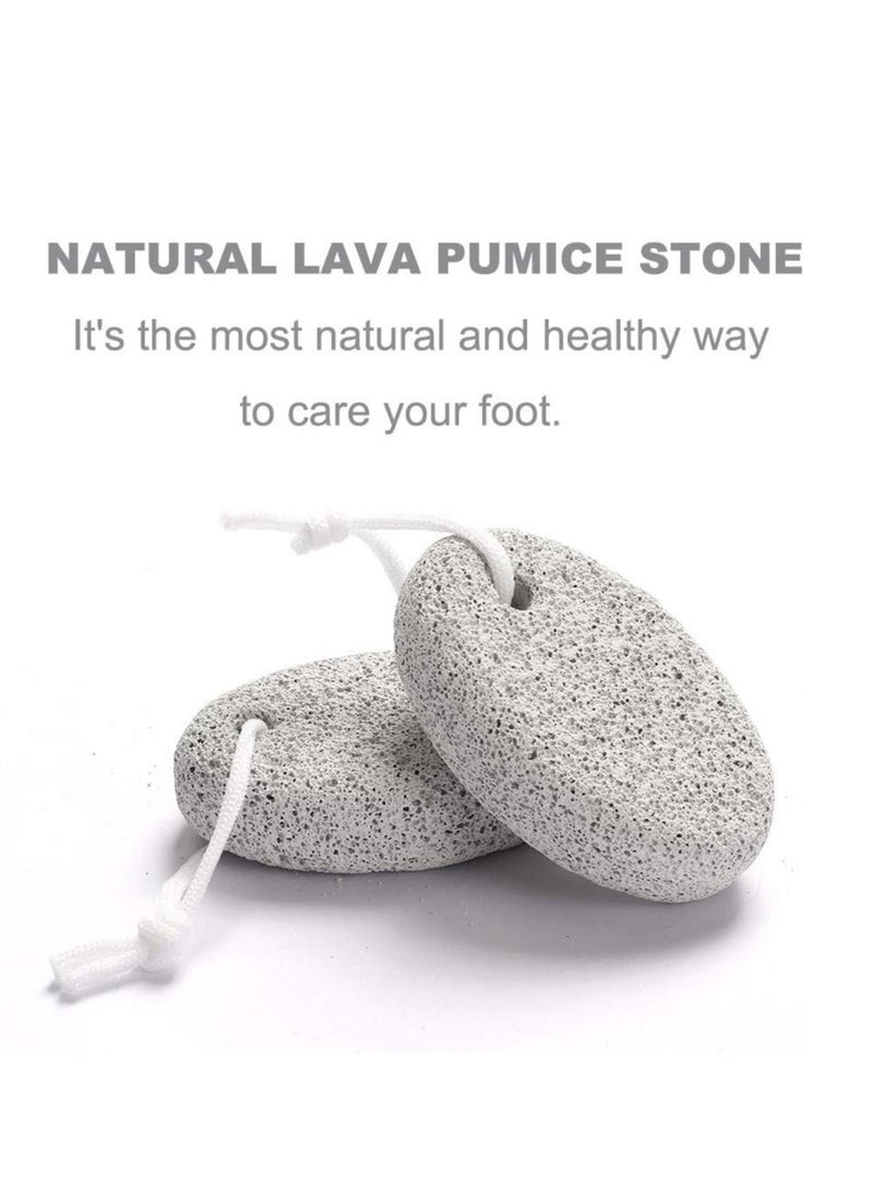 Natural Foot Pumice Stone for Feet, Borogo 2-Pack Lava Pedicure Tools Hard Skin Callus Remover for Feet and Hands - White&Red