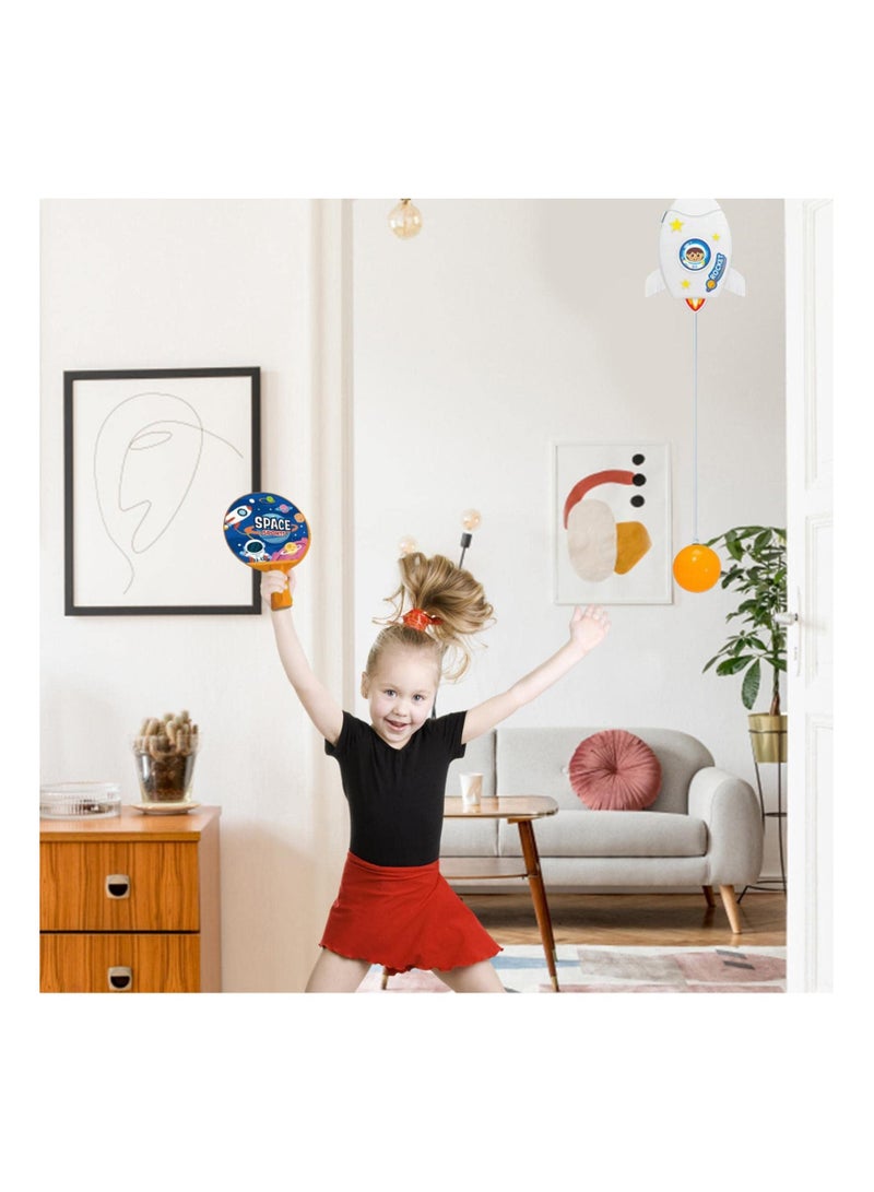 Indoor Hanging Table Tennis for Kids, Portable Trainer, Parent-Child Interactive Game Toy Exerciser, Pingpong Balls Training Sparring Device, Outer Space Theme