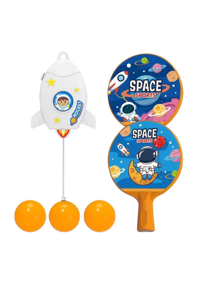 Indoor Hanging Table Tennis for Kids, Portable Trainer, Parent-Child Interactive Game Toy Exerciser, Pingpong Balls Training Sparring Device, Outer Space Theme
