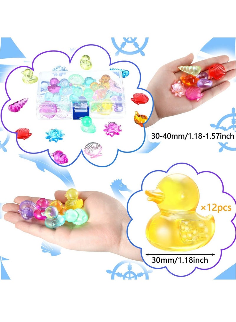 24 Pieces Diving Gem Pool Toy Ocean Theme Colorful Diamond Set Marine Animals Summer Swimming Dive Throw Acrylic Gemstones
