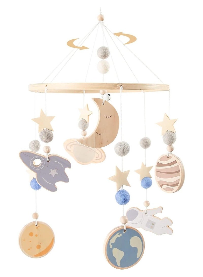 Astronaut Baby Playful Nursery Mobile, Crib Nursery Decor Soothing Toy Set Infant Bedroom Decoration Hanging Crib Toy Boho Baby Accessory Baby Shower Gift for Infant  Outer Space Theme Bedroom