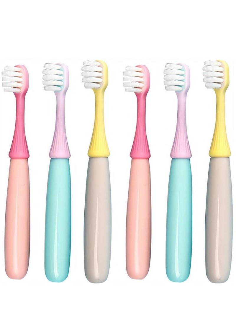 6 Packs Kids Soft Toothbrush Silicone Head Mushroom Oral Care Brush Teeth Cleaning Tool Training Brush Extra Soft Bristles Toddler Toothbrush for 1 - 3 Years Old Random Color