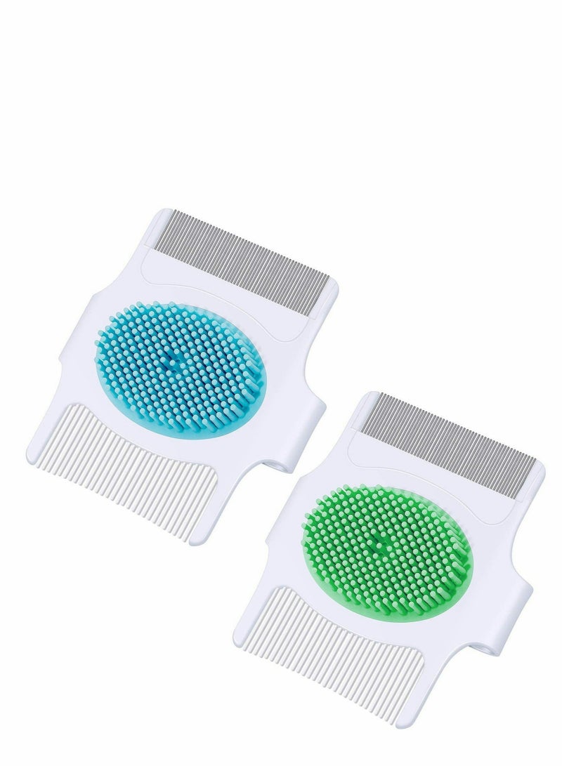 Cradle Cap Brush and Comb,3 In 1 Design Cradle Cap Brush Safe Baby’s Scalp Brush with Soft Rubber Bristles, Help Gently Massage Care Scalp 2 Pcs