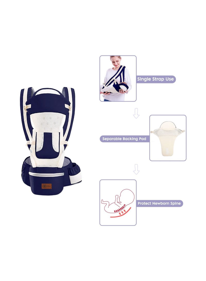 Baby Carrier with Hip Seat Waist Stool Infant Carrier All Positions Infant Carrier Soft Baby Holder Carrier with Hood for All Seasons Essential for Shopping Travelling