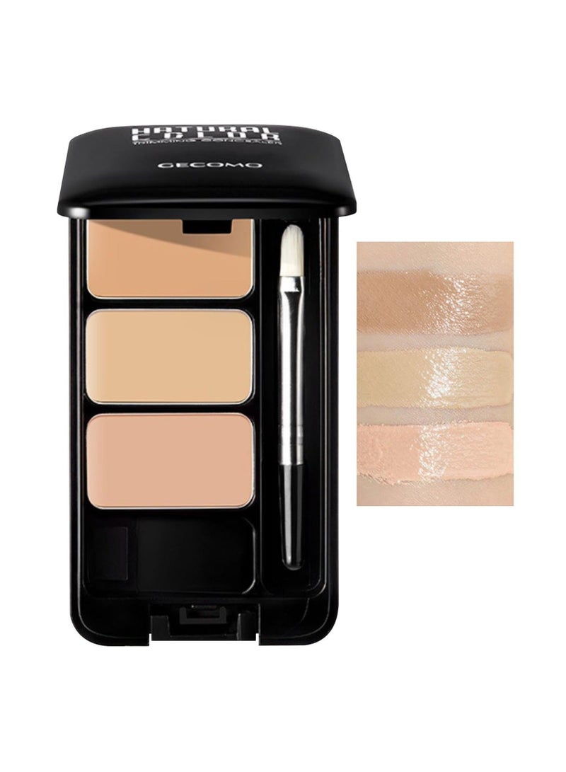 Concealer Contour Palette, 3 Colors Concealer for Dark Circle, Long Lasting Waterproof Concealer, Professional Full Coverage Concealer with Brush, Cream Foundation for Dark Circle and Eye Bag