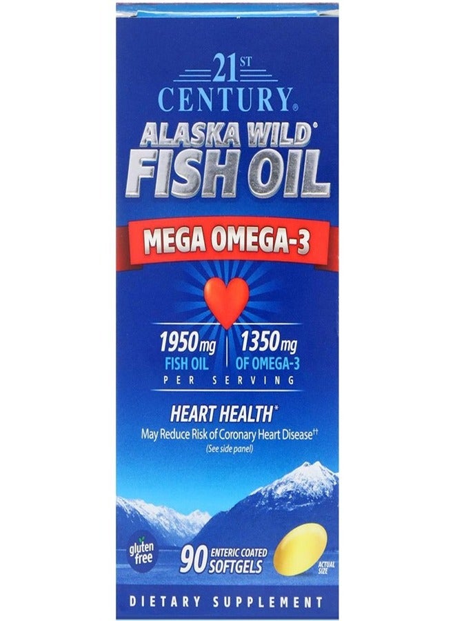 21St Century Alaska Wild Fish Oil Mega
 Omega 3 Enteric Coated Softgels 90 Pieces