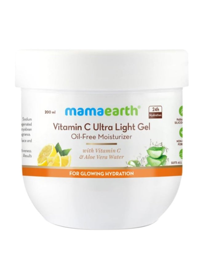 Ultra Light Gel Oil-Free Moisturizer For Face with Vitamin C & Aloe Vera Water for Glowing Hydration - 200 ml