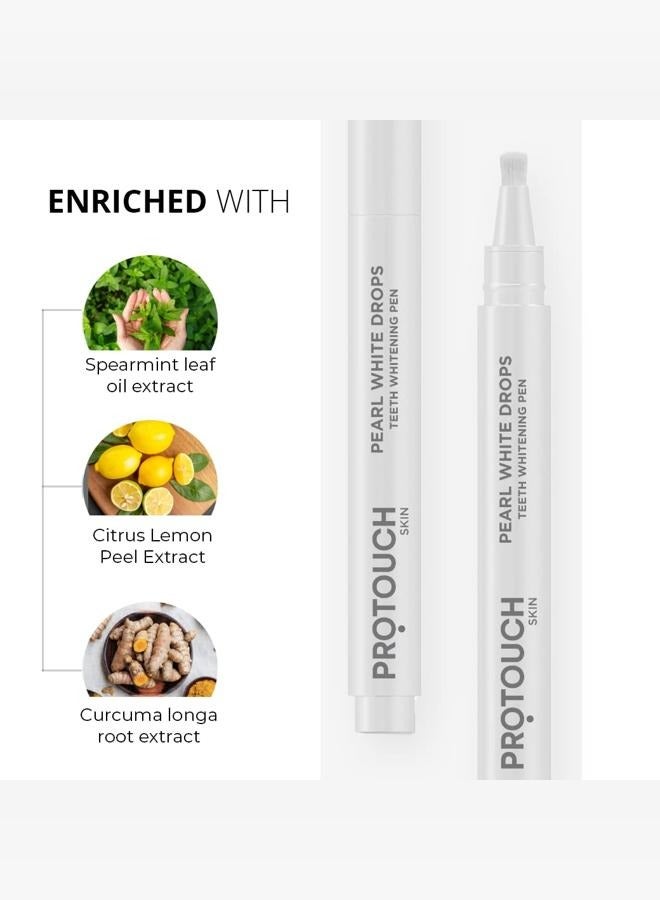 PROTOUCH Pearl White Drops | Teeth Whitening Pen Gel | Whiter Teeth & Fresher Breath for a Brighter Smile on-the-go | Enamel Safe| For Men & Women (Pack of 1)