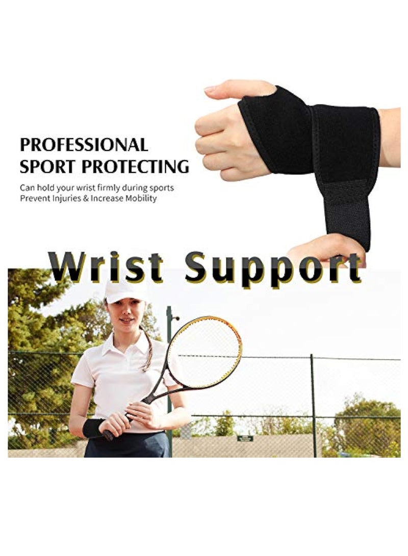 2 Pcs Adjustable Wrist Braces, Wrist Support, Braces Breathable Wrist Support Strap for Sports Protecting, Relieves Wrist Pain, Sprains, Tendonitis and Joint Pain, Left or Right Hand (Black)