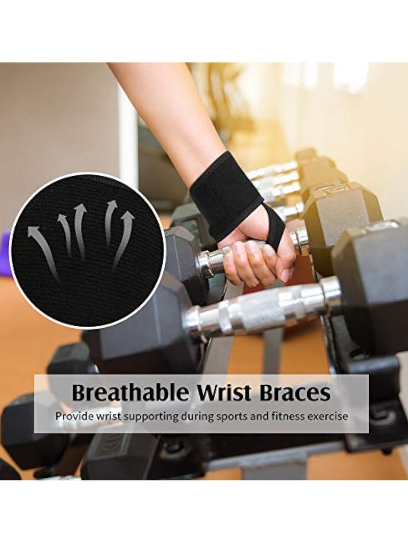 2 Pcs Adjustable Wrist Braces, Wrist Support, Braces Breathable Wrist Support Strap for Sports Protecting, Relieves Wrist Pain, Sprains, Tendonitis and Joint Pain, Left or Right Hand (Black)