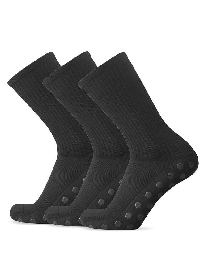 3 Pairs Anti Slip Soccer Socks Team Sports Socks Outdoor Fitness Breathable Quick Dry Socks Wear-resistant Athletic Socks Anti-skid Socks