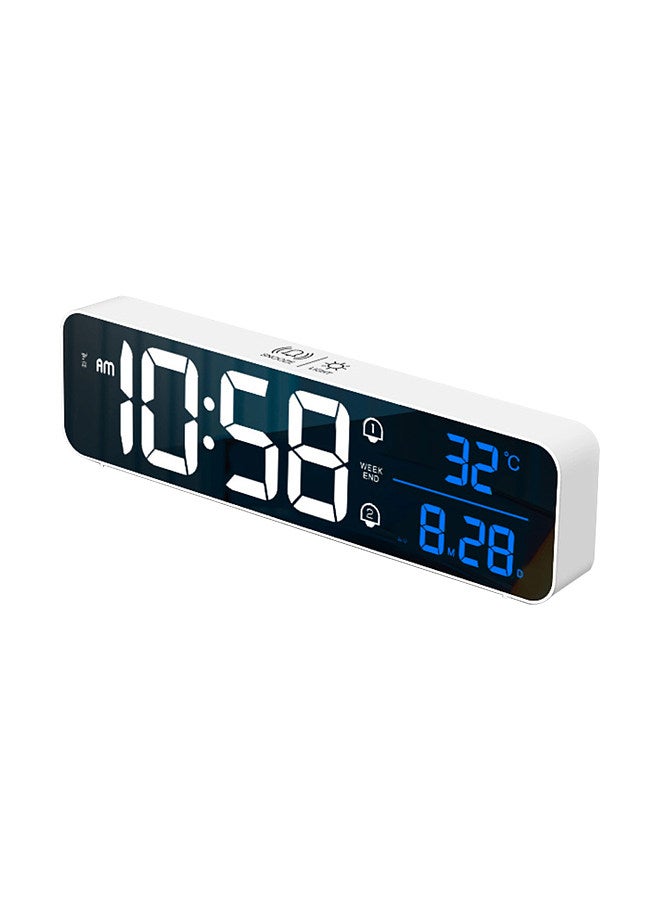 LED Digital Alarm Clock for Bedroom Electronic Clock with Thermometer 2 Alarms Snooze Function 5 Level Brightness Wall Mount Mirror Clocks USB for Bedside Desk Office