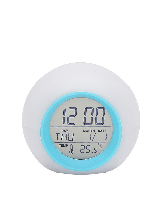 Multi-functional LED Table Alarm Clock 7 Colors Changing Digital Wake up Clock Touching Control Child Bedside Night Light with Time & Temperature Display