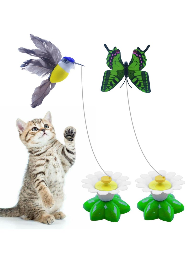 Interactive Electric Cat Toy with 360 Rotating Butterfly, Teasing Bird and Butterfly Toy for Cats, Automatic Fun Flying Bird for Play and Chase