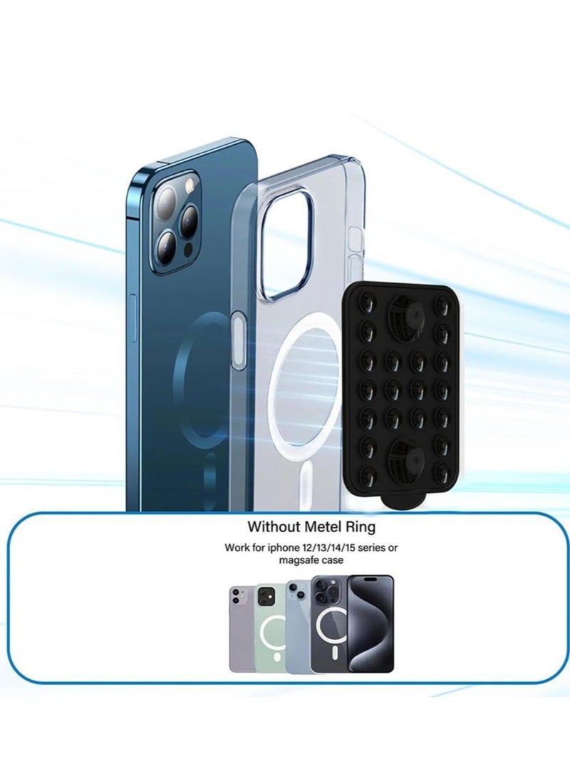 Silicone Suction Phone Case Stand, Hands-Free Cell Phone Accessory Holder for iPhone 15/14/13/12 Series, Suitable for Selfies and Tiktok Videos, Creator and Sharer (Black)