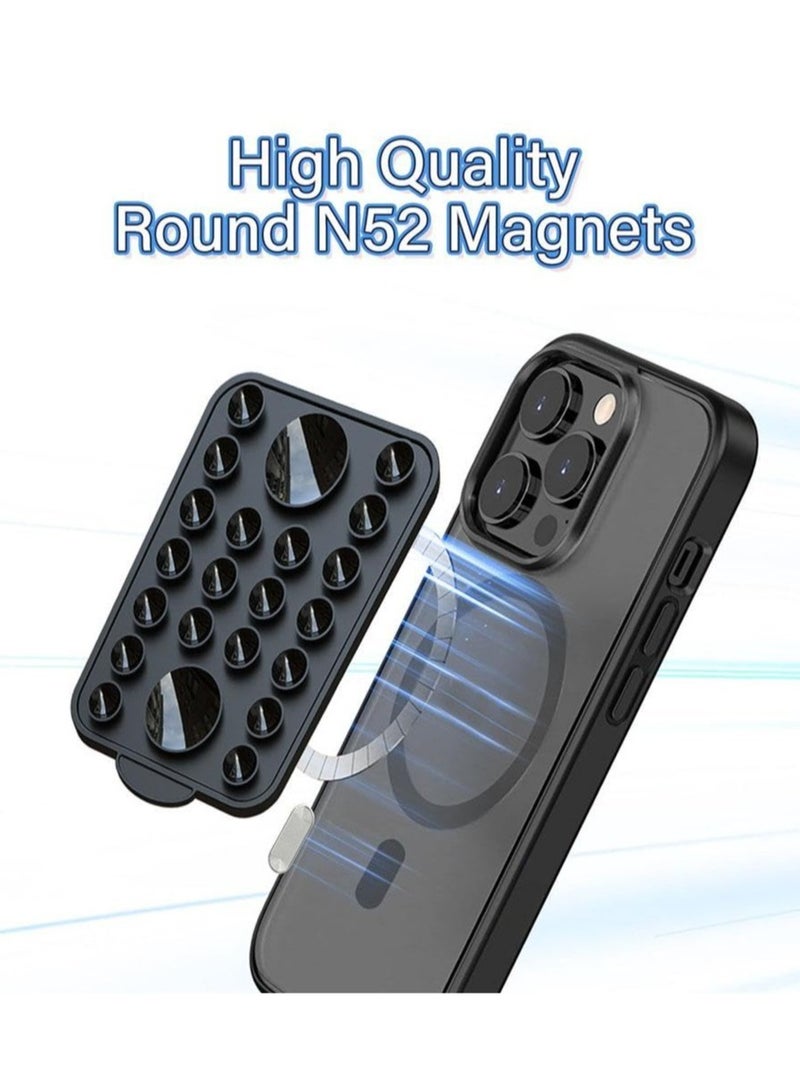 Silicone Suction Phone Case Stand, Hands-Free Cell Phone Accessory Holder for iPhone 15/14/13/12 Series, Suitable for Selfies and Tiktok Videos, Creator and Sharer (Black)