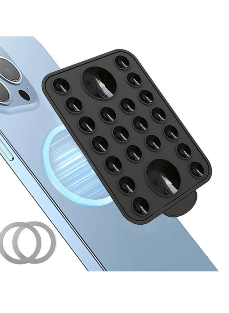 Silicone Suction Phone Case Stand, Hands-Free Cell Phone Accessory Holder for iPhone 15/14/13/12 Series, Suitable for Selfies and Tiktok Videos, Creator and Sharer (Black)