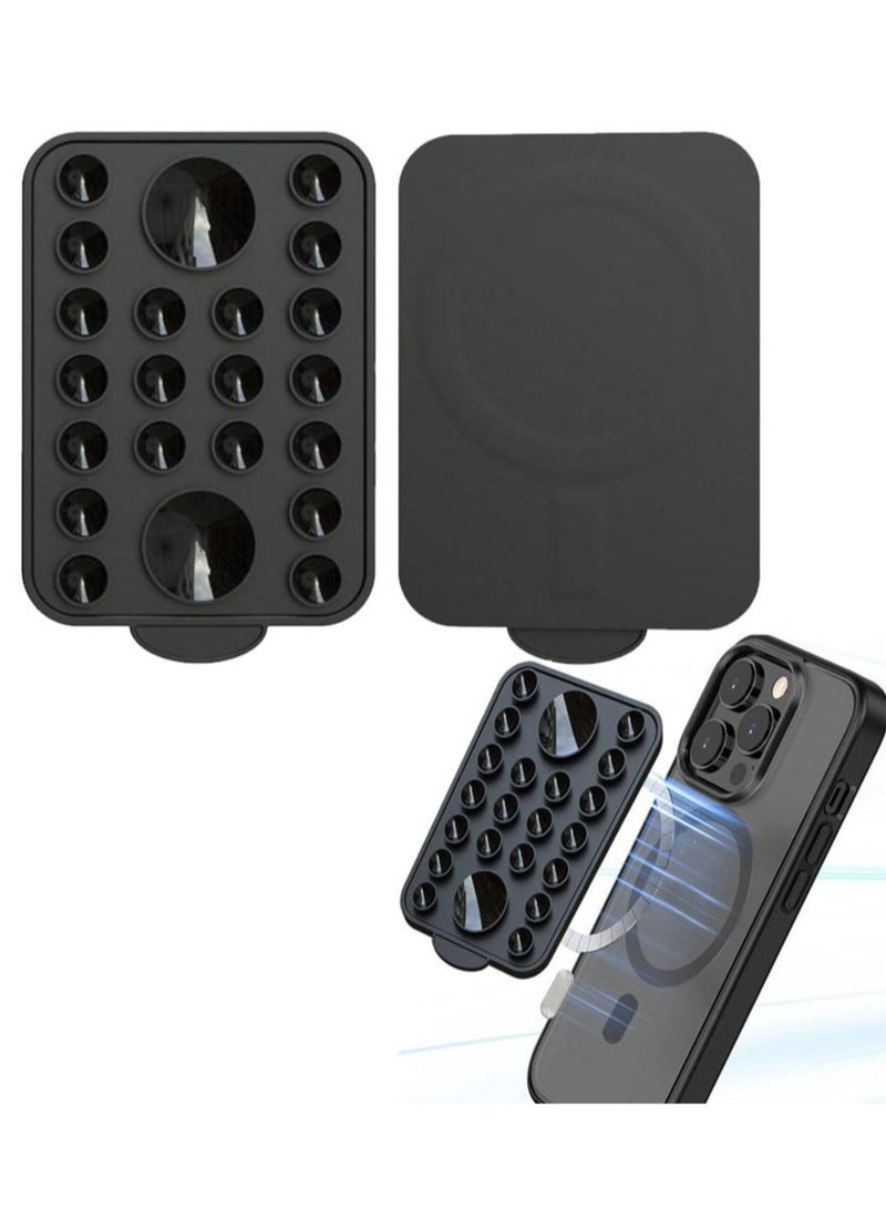 Silicone Suction Phone Case Stand, Hands-Free Cell Phone Accessory Holder for iPhone 15/14/13/12 Series, Suitable for Selfies and Tiktok Videos, Creator and Sharer (Black)