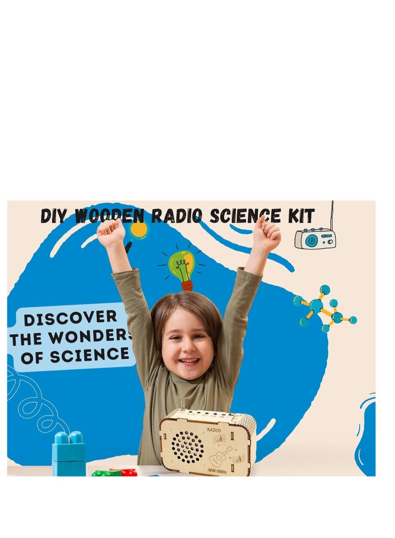 Wooden FM Radio Kit, STEM Toys Build Your Own FM Radio Kit, Science Experiment and Educational Project STEM Kit, DIY Electronic Snap Circuits Projects Gifts for Teen Girls Boys