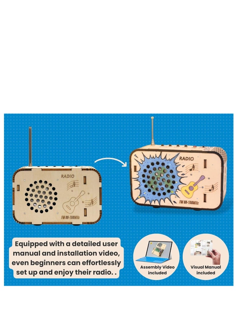 Wooden FM Radio Kit, STEM Toys Build Your Own FM Radio Kit, Science Experiment and Educational Project STEM Kit, DIY Electronic Snap Circuits Projects Gifts for Teen Girls Boys