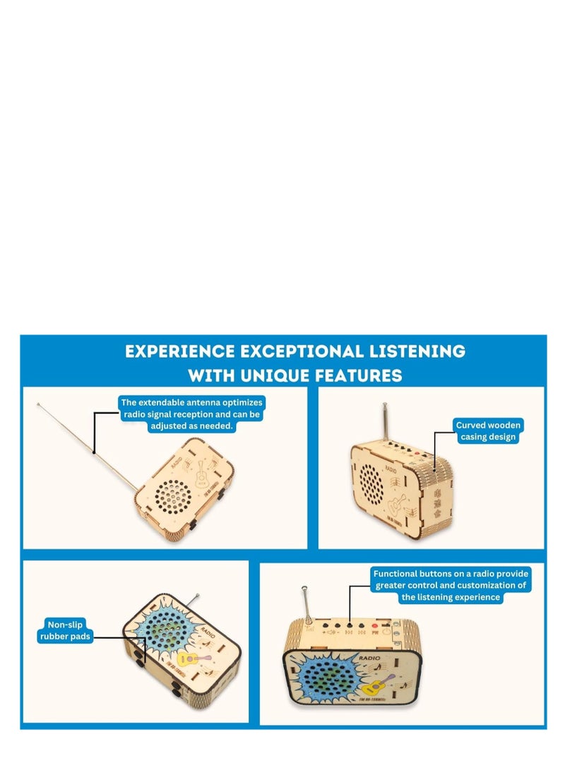 Wooden FM Radio Kit, STEM Toys Build Your Own FM Radio Kit, Science Experiment and Educational Project STEM Kit, DIY Electronic Snap Circuits Projects Gifts for Teen Girls Boys