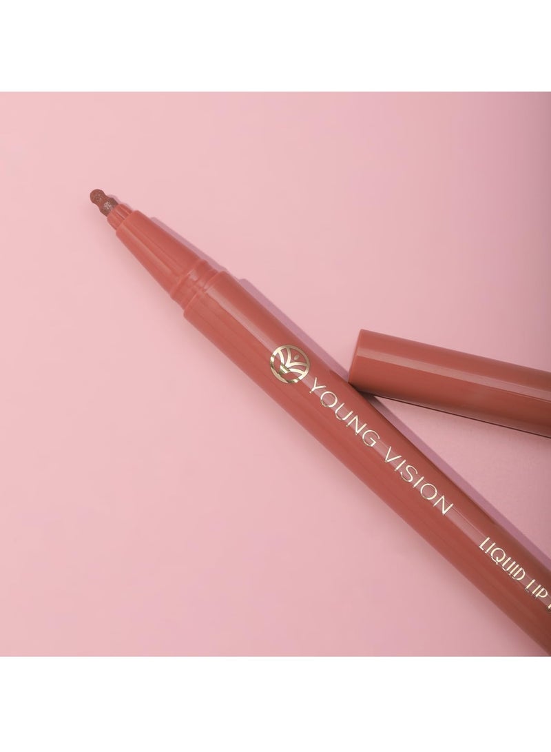 Liquid Waterproof Lip Liner Set, 6Pcs Lip Stain Tint Marker Pen with Precise Chisel Tip for Smooth, Easy Glide Application - Nude Brown Matte Shades, Non-Feathering, Rich Color