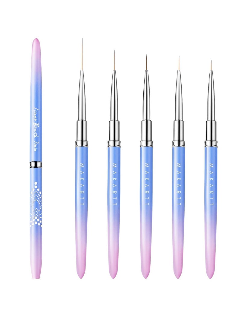 Nail Art Brushes,Liner for Nails, 5pcs, 7/9/11/15/25mm, Easy Hold, Thin Nail Art Design Brush Detail Brush for Gel Polish Nail Paintings Different