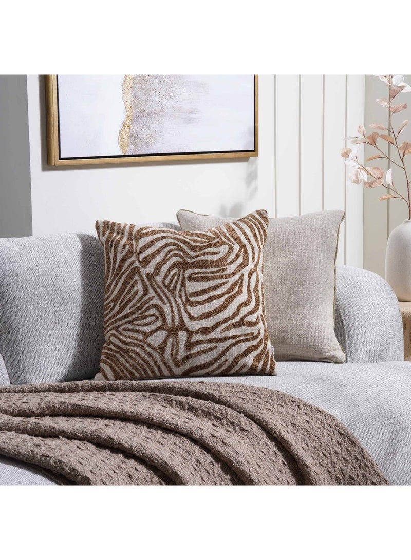 Designora Tigris Embroidered Filled Cushion 50X50cm - Brown